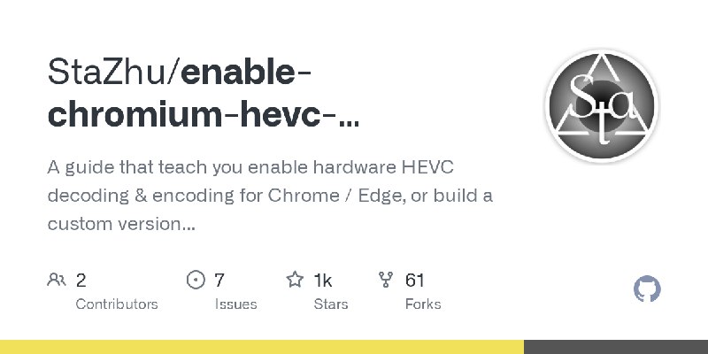 GitHub - StaZhu/enable-chromium-hevc-hardware-decoding: A guide that teach you enable hardware HEVC decoding & encoding for Chrome…