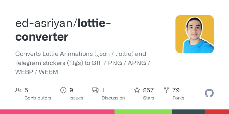 GitHub - ed-asriyan/lottie-converter: Converts Lottie Animations (.json / .lottie) and Telegram stickers (*.tgs) to GIF / PNG /…