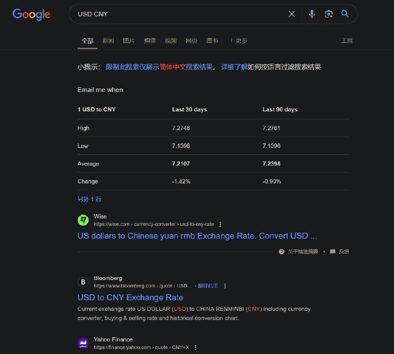 #吐槽Google 怎么不给看 USD 兑 CNY 的汇率了, 我手机的 Google 桌面小部件刷新一下只剩一个 BTC/USD 趋势了.via Nostr@cxplay