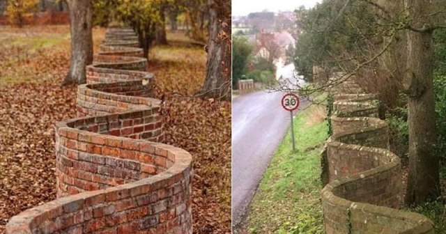 Popularized in England, These Wavy Walls Actually Use Fewer Bricks Than a Straight Wall