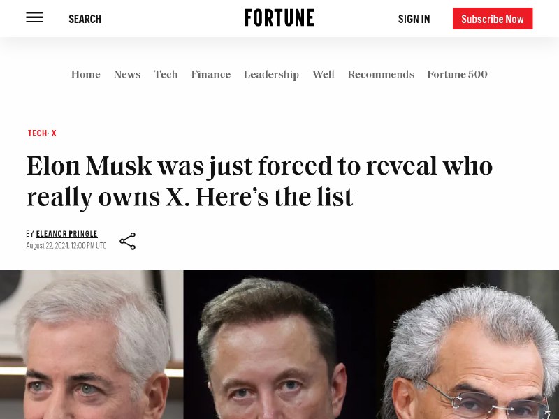 Elon Musk was just forced to reveal&nbsp;who really owns X.&nbsp;Here’s the lis…