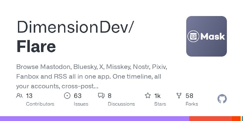 GitHub - DimensionDev/Flare: Browse Mastodon, Bluesky, X, Misskey, Nostr, Pixiv, Fanbox and RSS all in one app. One timeline, all…