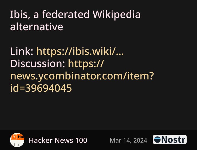 Short Text Note by Hacker News 100