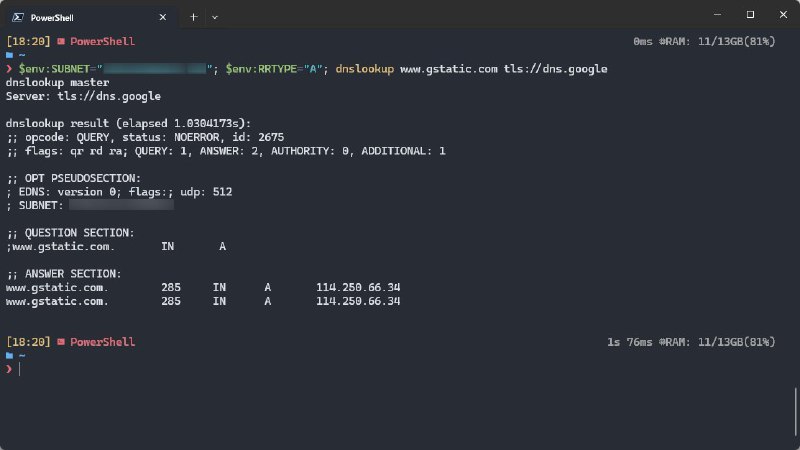 #吐槽昨天遇到一个 Clash 的 TCP 连接超时问题, 不管什么入口都会直接报错 warning: dial tcp [IP]:443: i/o timeout今天仔细看了一遍发现是 url-test 地址的问题, 配置文件默认用的是 HTTP 的 gstatic 204 进行测试, 主机 www.gstatic.com 解析到了一个北京联通的 IP 上(114.250.66.34), DNS 并没有污染, 是因为这个 IP 的 80 端口就是不通的, 最后导致全部测试超时了. 最快的解决办法是覆写到 HTTPS 的 gstatic 204, 因为这个 IP 的 TCP 80 不通但是 TCP 443 又是通的.传给 Google DNS 我的入口 ECS 子网解析出来就是这个奇葩 IP, EDNS 也算是有好有坏吧.via Nostr@cxplay#吐槽昨天遇到一个 Clash 的 TCP 连接超时问题, 不管什么入口都会直接报错 warning: dial tcp [IP]:443: i/o timeout今天仔细看了一遍发现是 url-test 地址的问题, 配置文件默认用的是 HTTP 的 gstatic 204 进行测试, 主机 www.gstatic.com 解析到了一个北京联通的 IP 上(114.250.66.34), DNS 并没有污染, 是因为这个 IP 的 80 端口就是不通的, 最后导致全部测试超时了. 最快的解决办法是覆写到 HTTPS 的 gstatic 204, 因为这个 IP 的 TCP 80 不通但是 TCP 443 又是通的.传给 Google DNS 我的入口 ECS 子网解析出来就是这个奇葩 IP, EDNS 也算是有好有坏吧.via Nostr@cxplay