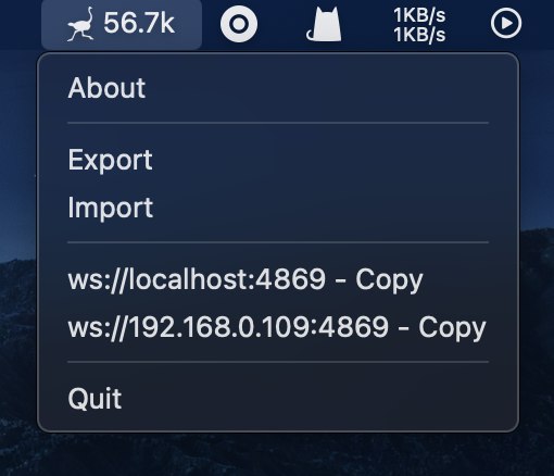 一个 #Nostr 托盘中继, 可快速启动一个本地中继. 用于本地测试和客户端缓存, 支持快速导入导出事件. 支持 #Windows #Linux 和 #macOS.