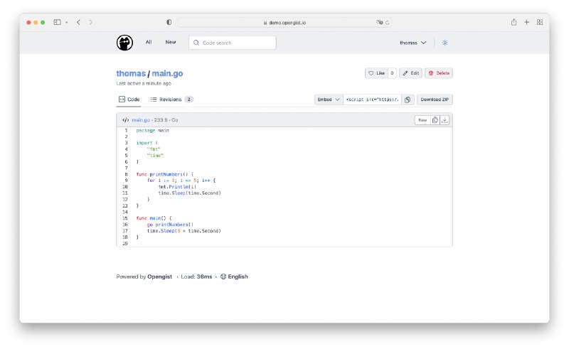 用 Golang 编写的 Gist 开源替代: OpenGist● GitHub: 