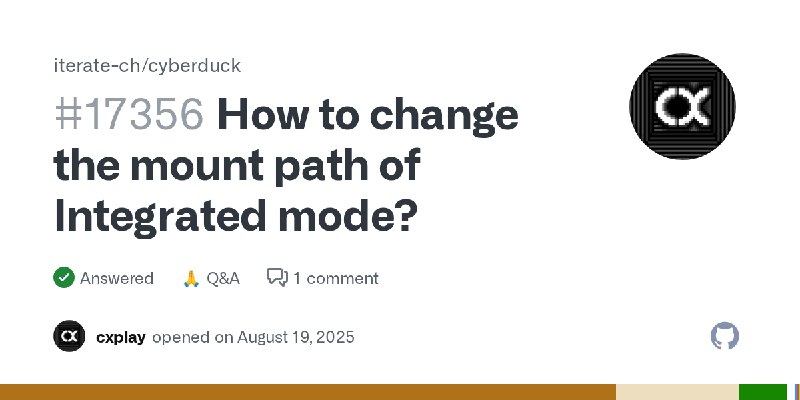 How to change the mount path of Integrated mode? · iterate-ch cyberduck · Discussion #17356
