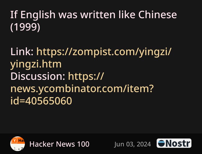 Short Text Note by Hacker News 100
