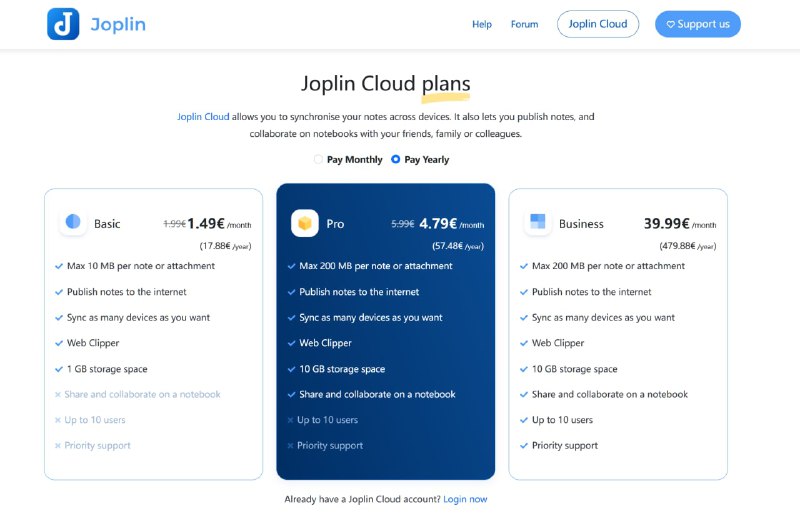 今天才知道 Joplin 的云同步服务 Joplin Cloud 九月份就已经正式发布了.🌚 好贵啊 #吐槽今天才知道 Joplin 的云同步服务 Joplin Cloud 九月份就已经正式发布了.🌚 好贵啊 #吐槽