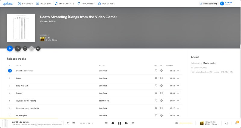 开了一个月的 Qobuz 流媒体订阅但没下到想要的专辑, 于是来免费帮频道订阅者下载可流媒体播放的曲目. 需要提供 Qobuz 商店的链接, 专辑页带有 